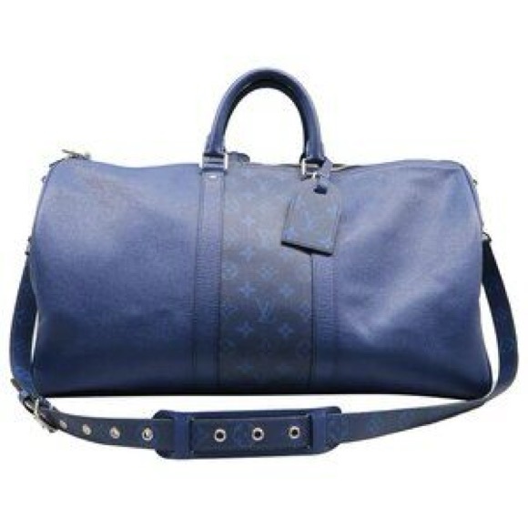 LOUIS VUITTON Taiga Monogram Eclipse Keepall Bandouliere Pacific Blue - Picture 4 of 14